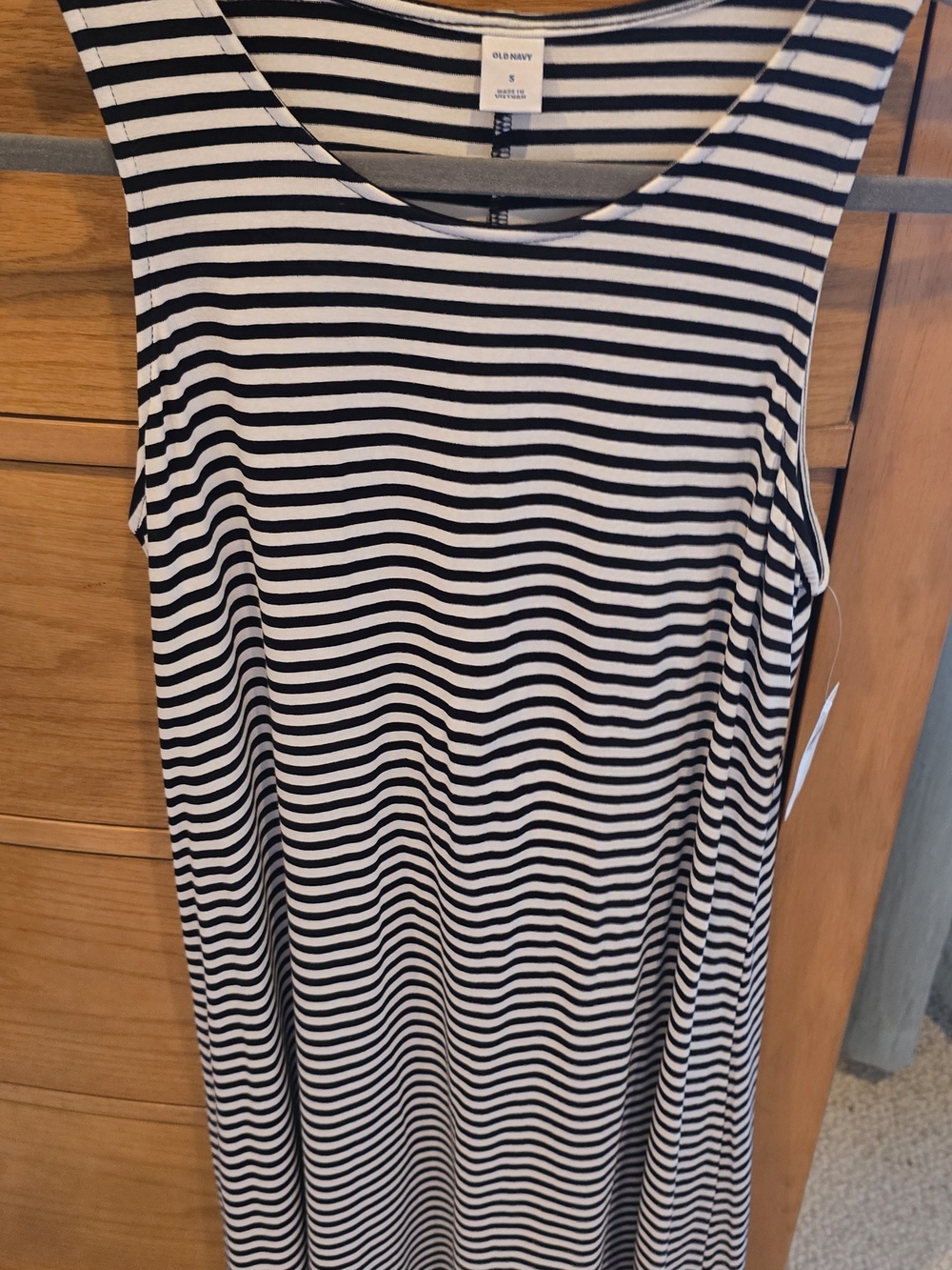 NWT Old Navy Black & White Striped Sleeveless Shift Maxi Dress, Women's S